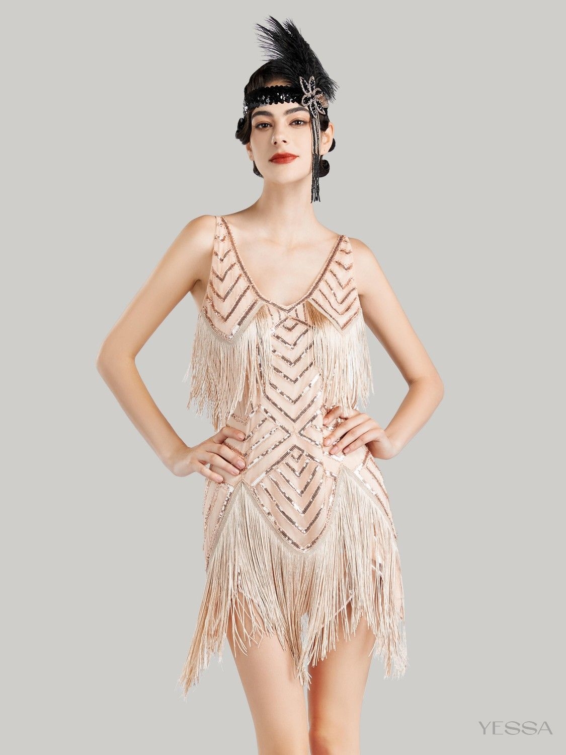 YS Green Aspyn 1920s Flapper Dress Set | YESSA YS Green Aspyn 1920s Flapper Dress Set | YESSA